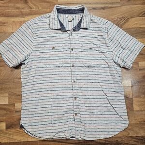Carbon2Cobalt Striped Short Sleeve Button-Up Shirt Men’s L